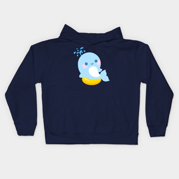 Kawaii whale sunbathing Kids Hoodie by EuGeniaArt